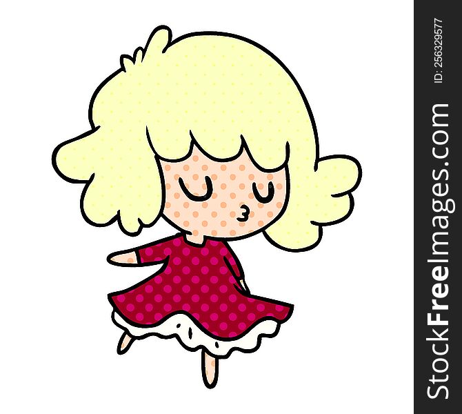 freehand drawn cartoon of a cute kawaii girl