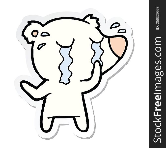 Sticker Of A Cartoon Crying Polar Bear