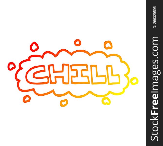 warm gradient line drawing of a cartoon chill symbol