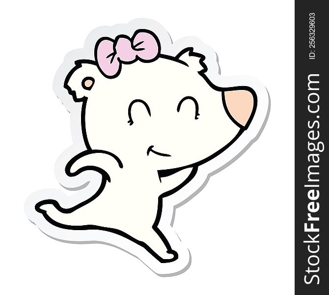 Sticker Of A Female Polar Bear Running