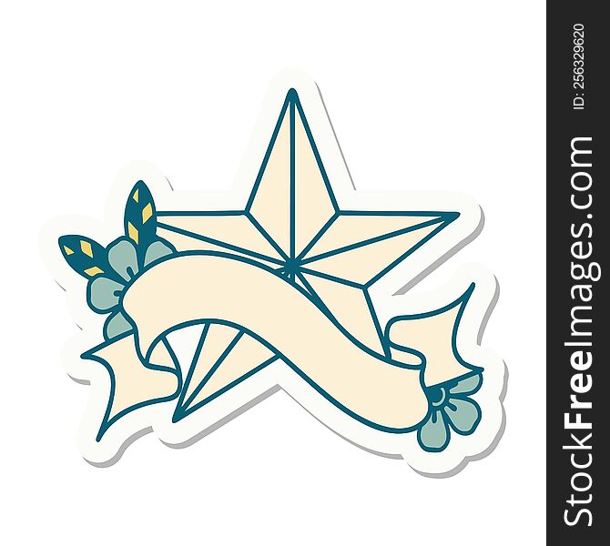 Tattoo Sticker With Banner Of A Star