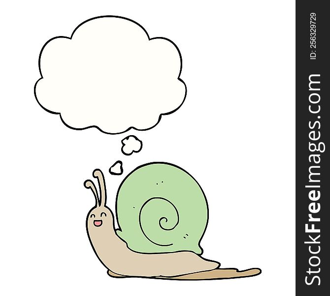 cartoon snail with thought bubble. cartoon snail with thought bubble