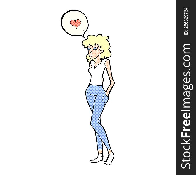 cartoon woman in love