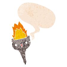Cartoon Flaming Chalice And Speech Bubble In Retro Textured Style Royalty Free Stock Photos