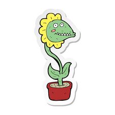 Sticker Of A Cartoon Monster Plant Royalty Free Stock Images