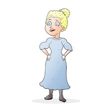 Cartoon Victorian Woman In Dress Stock Images
