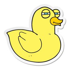 Sticker Of A Cartoon Funny Rubber Duck Royalty Free Stock Images