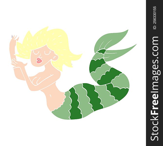 cartoon doodle woman mermaid