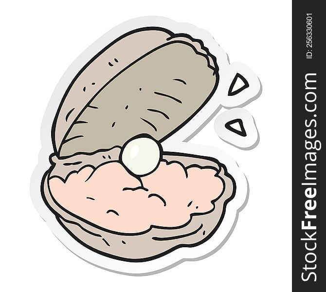 sticker of a cartoon oyster with pearl