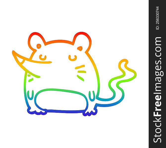 rainbow gradient line drawing of a cartoon mouse