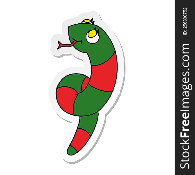 sticker cartoon illustration kawaii of a cute snake. sticker cartoon illustration kawaii of a cute snake
