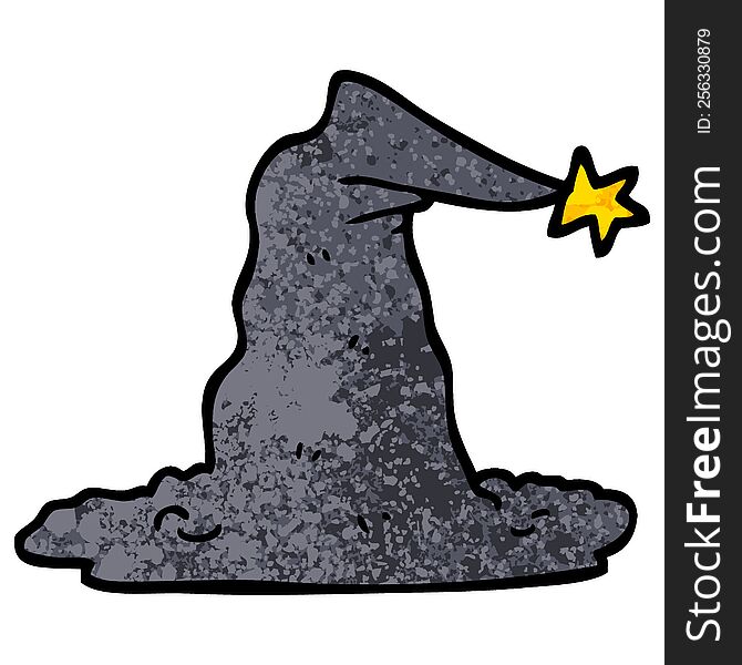 Grunge Textured Illustration Cartoon Wizard Hat