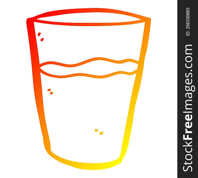 warm gradient line drawing of a cartoon glass of water