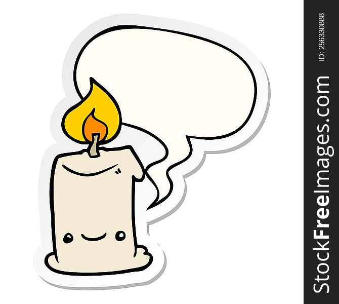 cartoon candle with speech bubble sticker. cartoon candle with speech bubble sticker