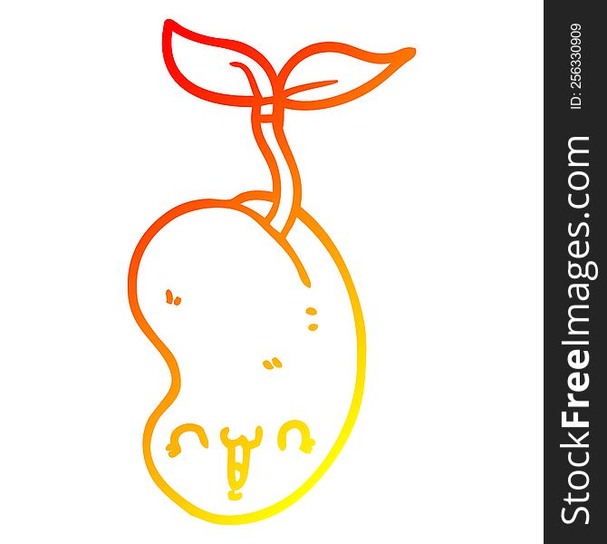 warm gradient line drawing of a cute cartoon seed sprouting