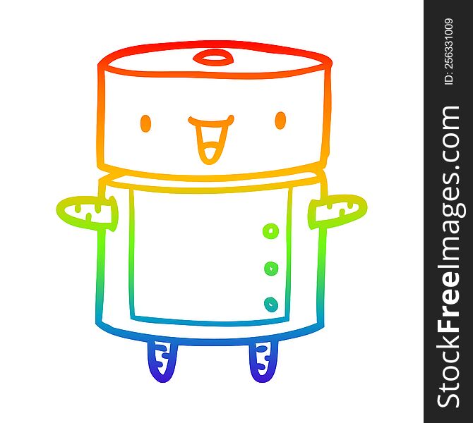 Rainbow Gradient Line Drawing Cute Robot