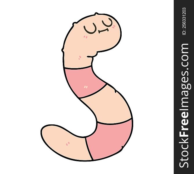 hand drawn quirky cartoon worm. hand drawn quirky cartoon worm