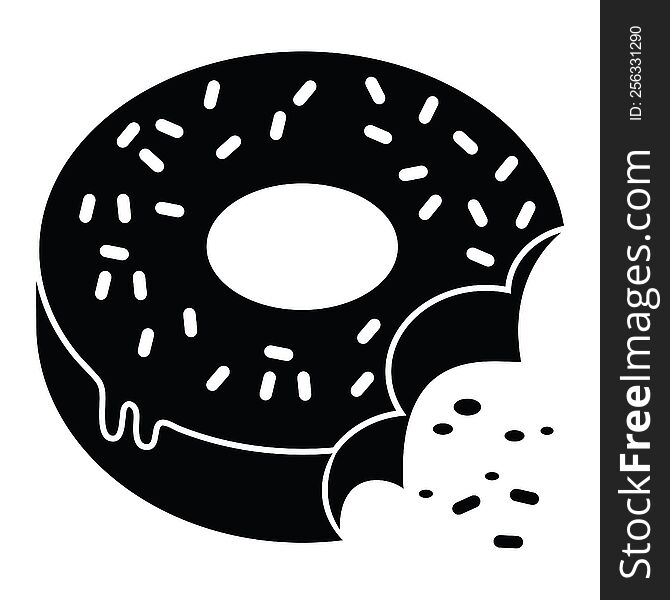 bitten frosted donut graphic vector illustration icon. bitten frosted donut graphic vector illustration icon