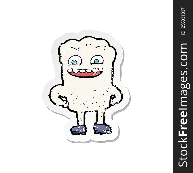 Retro Distressed Sticker Of A Cartoon Happy Tooth