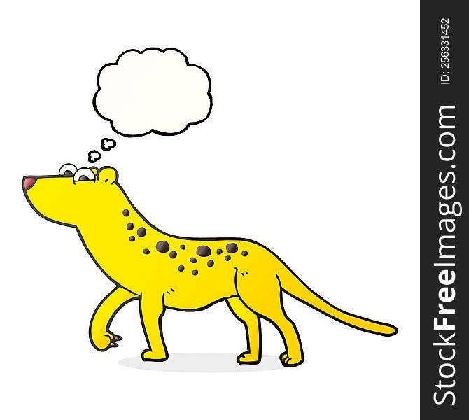 freehand drawn thought bubble cartoon leopard