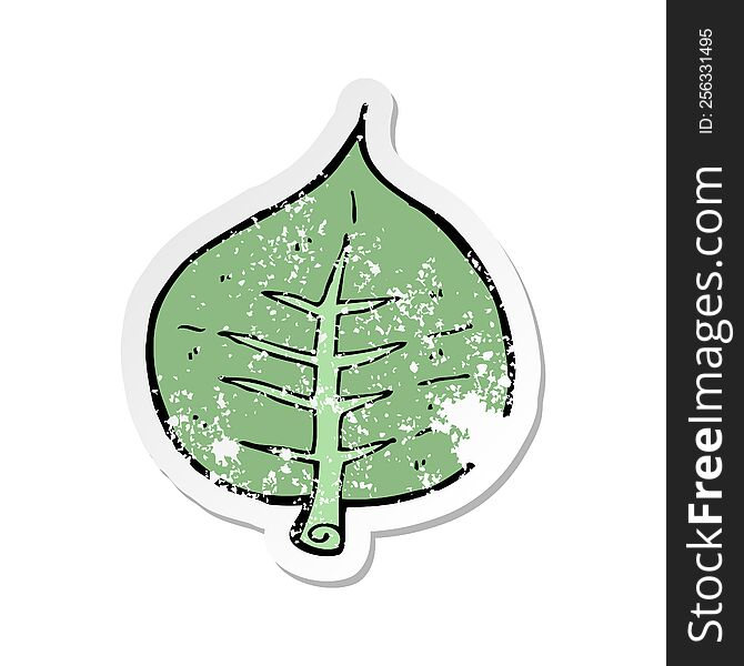 Retro Distressed Sticker Of A Cartoon Leaf
