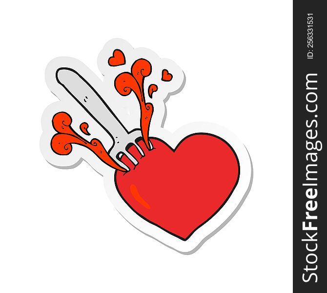 sticker of a cartoon fork in heart