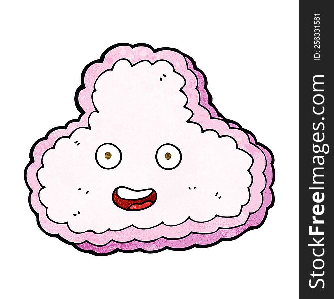 cartoon pink cloud with happy face. cartoon pink cloud with happy face