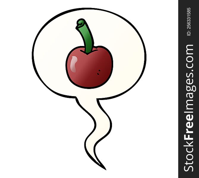 Cartoon Cherry And Speech Bubble In Smooth Gradient Style
