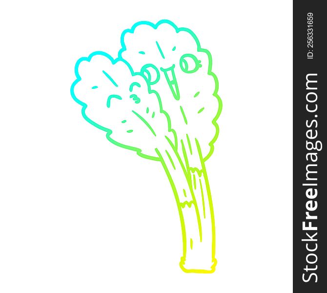 cold gradient line drawing of a cartoon salad leaves