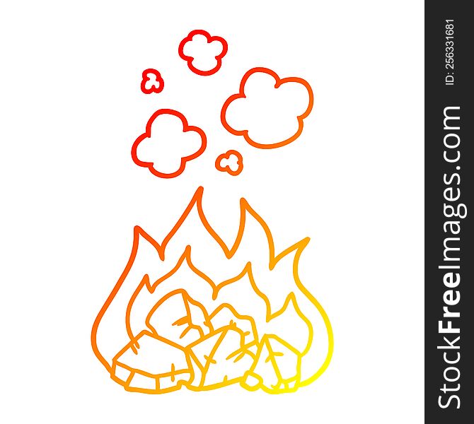 warm gradient line drawing cartoon hot coals