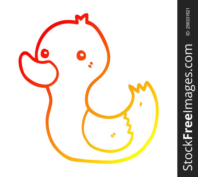 warm gradient line drawing of a cartoon duck