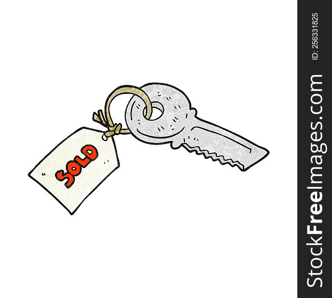 freehand textured cartoon key with sold tag