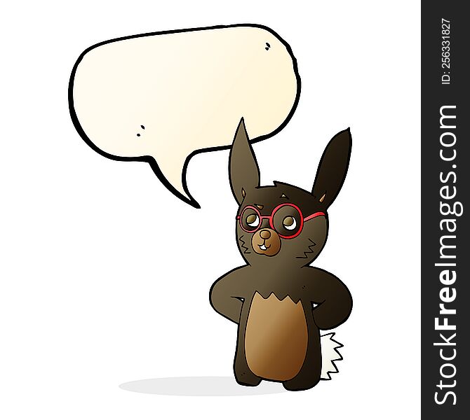Cartoon Rabbit Wearing Spectacles With Speech Bubble