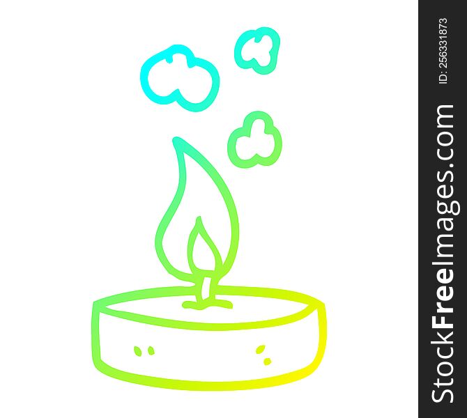 cold gradient line drawing of a cartoon small candle