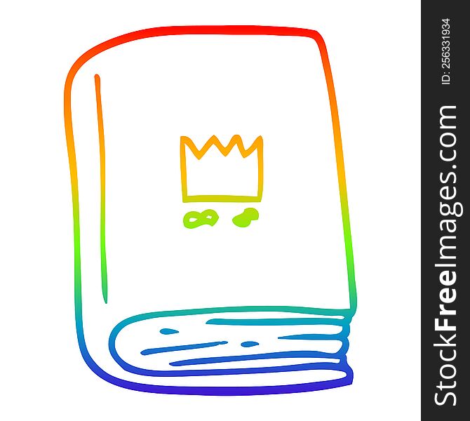 rainbow gradient line drawing of a cartoon journal book