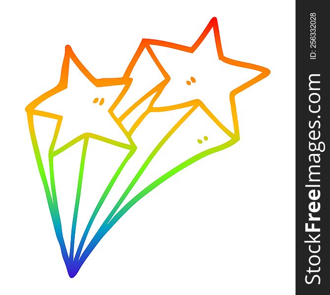 Rainbow Gradient Line Drawing Cartoon Stars