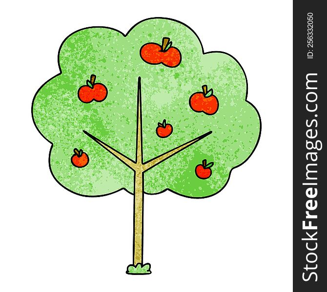 Quirky Hand Drawn Cartoon Apple Tree