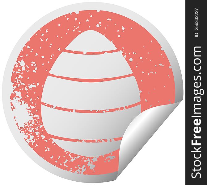 quirky distressed circular peeling sticker symbol easter egg