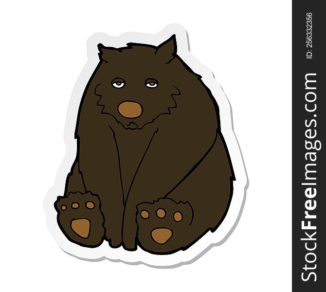 sticker of a cartoon unhappy black bear