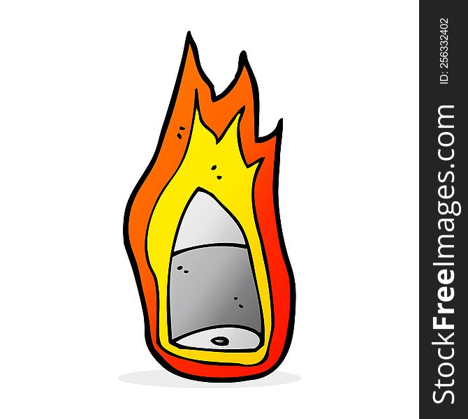 cartoon flaming bullet