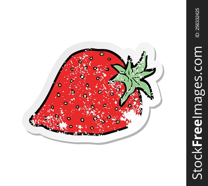 retro distressed sticker of a cartoon strawberry