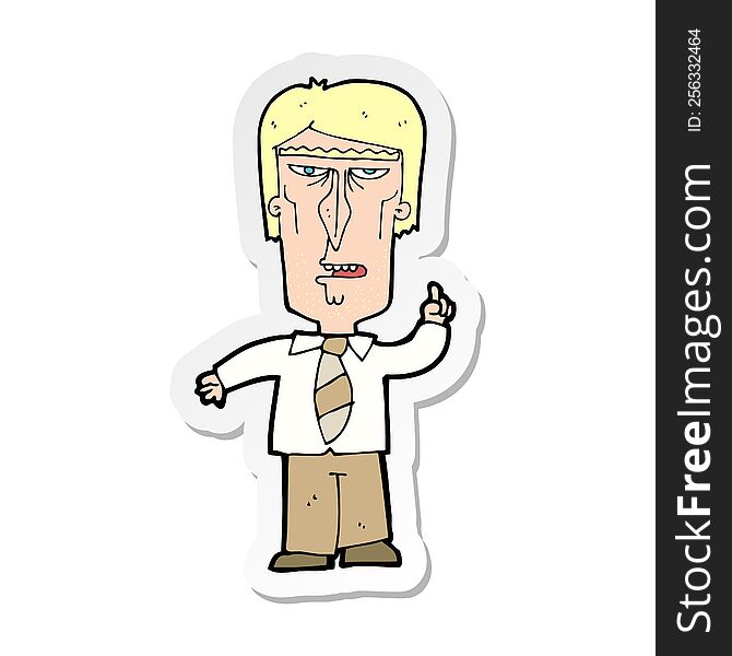 Sticker Of A Cartoon Grumpy Boss