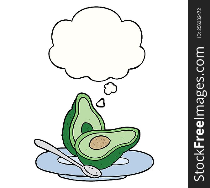 cartoon avocado and thought bubble