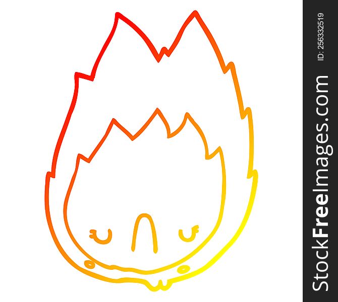 Warm Gradient Line Drawing Cartoon Unhappy Flame
