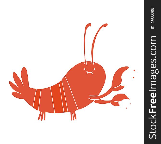 flat color style cartoon lobster