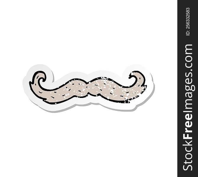 Retro Distressed Sticker Of A Cartoon Mustache Symbol