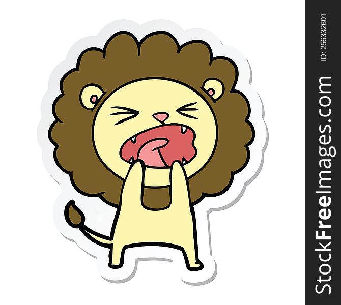 sticker of a cartoon angry lion