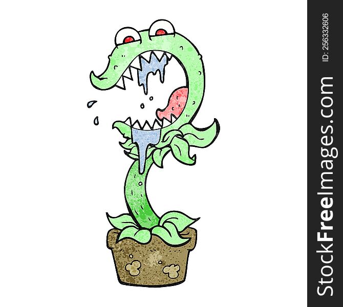 freehand drawn texture cartoon carnivorous plant