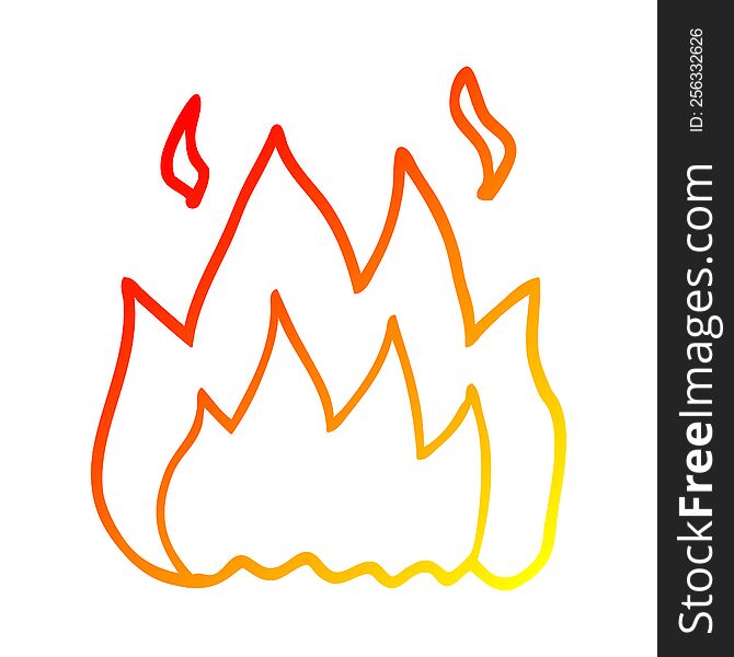 warm gradient line drawing of a cartoon fire burning