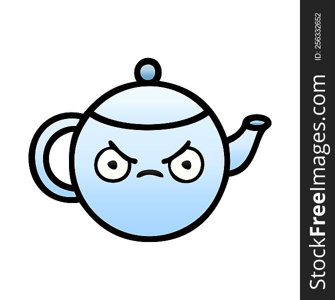 gradient shaded cartoon of a angry tea pot